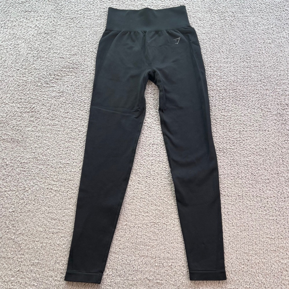 Gymshark Flex High Waisted Seamless Leggings Black XS Contour Spellout Logo